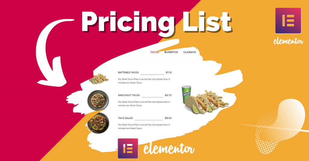 Pricing List Widget for Elementor